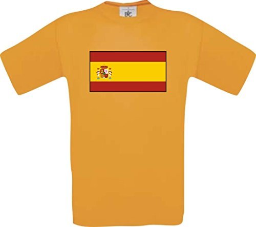 Kids T-Shirt Spanien Spain Ländershirt mit Wunschnamen und Nummer diverse Farben, Farbe orange, Größe 140
