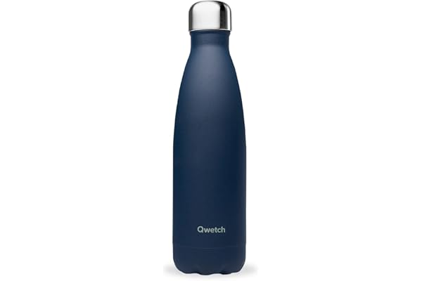 Qwetch - Bouteille Isotherme Originals Bleu Nuit 500ml - 24h Froid et 12h Chaud - Etanche & Réutilisable - Gourde inox isotherme pour Sport, Voyage, Bureau, Randonnée