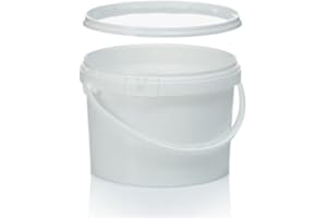 PLAST SERVICE PACK NEW 5 x 2.5 L, Ltr, Litre Plastic Buckets with Lids