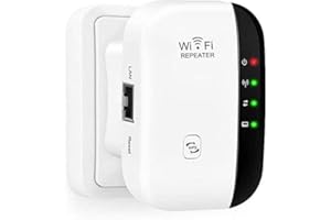YASUSY WiFi Range Extender, WiFi Signal Booster Wireless Signal Amplifier 2.4GHz 300Mbps Band up to Internet Range Booster with Integrated Antennas LAN Port, Easy Setup (White)