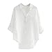 Produktbild BHYDRY Frauen-Lange Hülsen-beiläufige lose Oberseiten-T-Shirt Knopf-Bluse(2XL,Weiß)