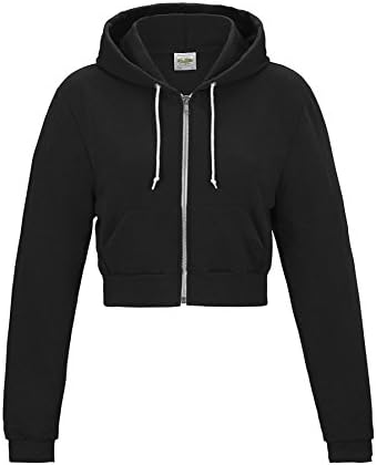 AWDis Just Hoods Womens Cropped Zip Up Hoodie Hooded Sweat Top - JH056