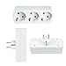 Produktbild Dreifachstecker / 3-fach Stecker, Dreifachsteckdose , Mehrfachstecker, Multistecker, Adapterstecker, Mehrfachsteckdose / Schukostecker, Weiß - Waagerecht, horizontal