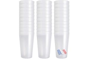lepetitmitron Gobelets réutilisables - 45cl - Plastique polypropylène - Blanc givré (Lot de 25)