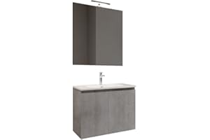 Mama Store ATENA2 60, Mobile 2 ante 60 cm, Grigio Cemento, L. 62 X P. 47 X H. 53 CM