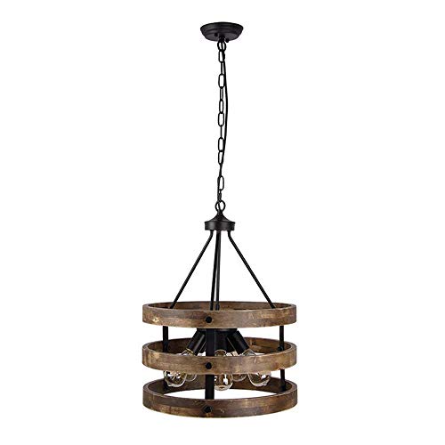 Preisvergleich Produktbild LITDG Retro Pendelleuchte Hängeleuchte Esstisch Pendellampe Aus Holz Hängelampe Retro Deckenleuchte Wohnzimmerlampe, E27, Für Wohnzimmer / Küche / Büro / Esszimmer / Bar / Restaurant / Cafe