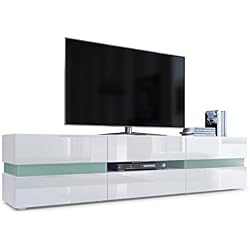 Meuble TV Armoire Basse Flow en Blanc Mat/Blanc laqué Haute Brillance
