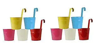 Appeasy Metal Hanging Pot, Multicolor, Pot Diameter -15cm Pot Height -15cm Pot Length -15cm Approx., 10 Pieces