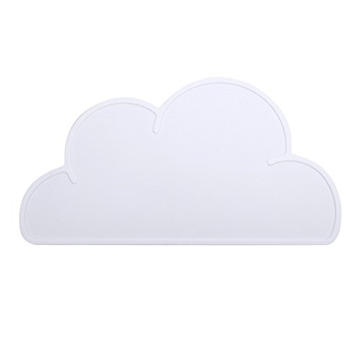 DaoRier Silikon Platzdeckchen Platzsets Kinder Tischset Wasserdicht Mahlzeit Matte Rutschfeste Potholder Wolke Geformte (Weiss)