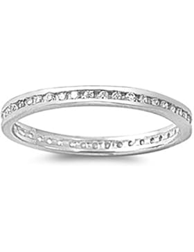 Sterlingsilber Ewigkeitsring 2 mm - Klarer Zirkonia