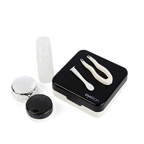 Portable Contact Lens Holder Mini Plastic Travel Box Storage Soaking Box Case Set (Color : Bright Black)