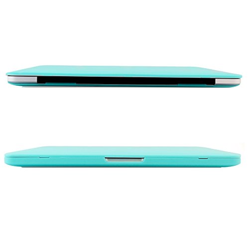 i-Buy Matte Gummierte Harte Schutzhülle Hülle für Apple Macbook Pro 13.3 Zoll mit Retina Display + Schutzfolie + Silikon Tastaturschutz + Anti-Staub-Stecker – Türkis - 9