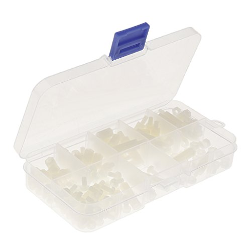 M3 Nylon Schraubenmutter Scheibe Sortiment Satz Sechskantschrauben Pattsituation Box – Weiß, 180pcs - 7