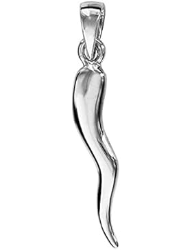 Helios Bijoux Anhänger Horn Italienische + Kette 50cm–massiv 925Silber ° ° ° rhodiniert–3g–NEU