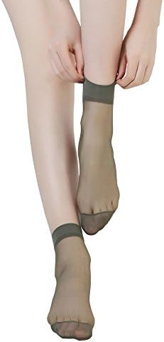 CHARHODEN 12 Pairs Women's Ankle High Sheer Cored Wire Socks Grey
