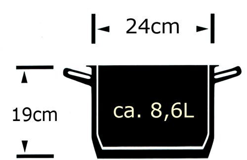 Edelstahl Kochtopf mit Deckel und 3-schichtiger Alu-Thermoboden auch Induktion (24x19 8L)