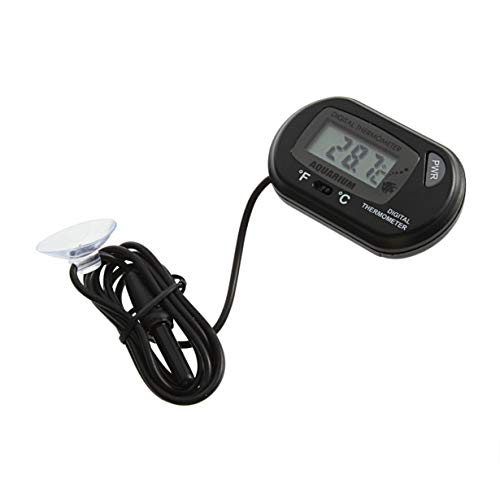 Preisvergleich Produktbild camellia Mini Schwarz Aquarium Wasser Tauchwasserdichte Digitalkamera LCD-Thermometer Kleiner Sensor Wired (schwarz)