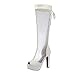 Produktbild UH Damen Peeptoe High Heels Sandalen Knie Stiefel Plateau Blockabsatz Sommerstiefel mit Nets Fashion Schuhe