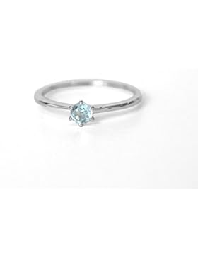 Damen-Ring Verlobungsring mit blauem Topas Brillantschliff, Silber Verlobungsringe, 21Diamonds