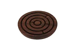 CRAFT ART INDIA Labyrinth|Board|Game|Indoor|Outdoor|Handmade|Wooden|Round|Shape