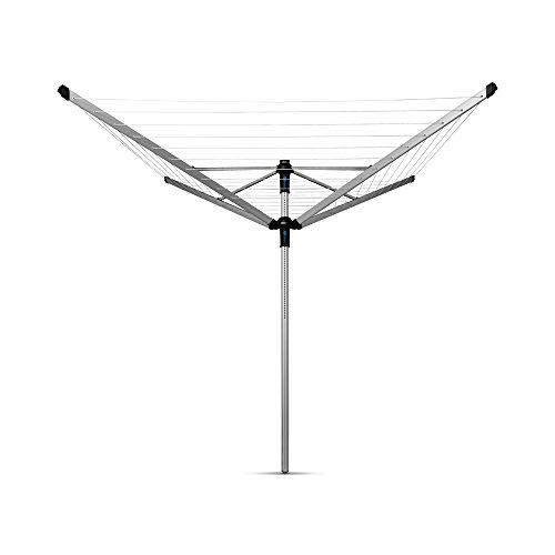 Brabantia Lift-o-Matic Advance Wäschespinne, mit Kunststoff-Bodenanker zum Einbetonieren, Schutzhülle und Klammerbeutel, 50 m Soil Spear