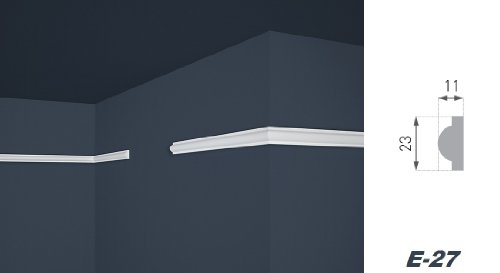 20 Meter Flachprofile Wandleisten Dekor Innen Stuck hart 11x23mm, E-27 - 2