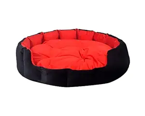 Slatters be Royal Store Round Shape Reversible Red Black Ultra Soft Ethnic Velvet Dog Bed for Pet/Cat (XXL)