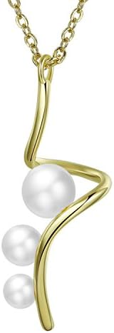 White Gold/Gold Plated Jewellery Twist Necklace for Women with Pearls Decorated, 18 inch