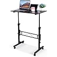 Small Standing Desk Adjustable Height, Mobile Stand Up Desk with Wheels, 32 Inch Portable Rolling Desk Small Computer Desk, Portable Laptop Desk Standing Table Black