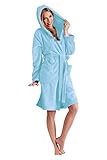 hochwertige Verarbeitung Envie Iris Damen Bademantel mit Kapuze (L/XL, türkis)