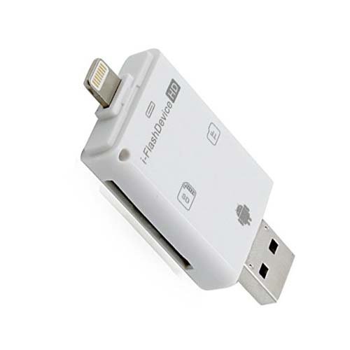 SD/TF OTG Kartenleser – Sodial (R) 3 in 1 i-flash Drive USB Micro SD SDHC TF Kartenleser für iPhone 5/5 C/SE/5S/6/6 Plus/iPad/iPod Touch/Samsung S5 S6 S7 OTG Handys Weiß - 2