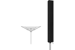 Funshot Schutzhülle fur Wäschespinne, Abdeckung Wäscheschirme,420D Oxford Hülle wäschespinne mit Reißverschluss und Kordelzug zum Festziehen,Anti-UV, Schwarz,180x16x16cm