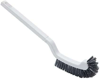 MA87 NEW Semicircular Plastic Toilet Cleaning Brush Corner Rim Cleaner Bent Bowl Handle (White)