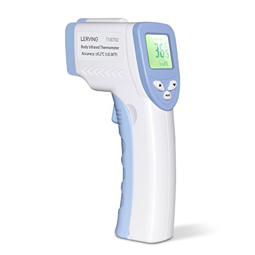 Preisvergleich Produktbild LERVING Infrarot Baby Fieberthermometer, Coolife Stirnthermometer Thermometer Kontaktlos Digitales 0,5s Sofortige Lesen Dual Modi LCD Hintergrundbeleuchtung Alarm für Babys Kinder Erwachsenen