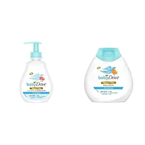 Baby Dove Rich Moisture Hair to Toe Baby Wash, 200 ml & Rich Moisture Nourishing Baby Lotion (200ml) Combo