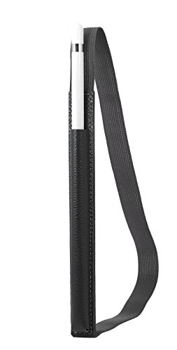 StilGut Pencil-Halter für Apple 9,7" iPad Pro und iPad Pro 10.5" aus echtem Leder. Stift-Halterung zur sicheren Aufbewahrung des Apple Pens, Schwarz