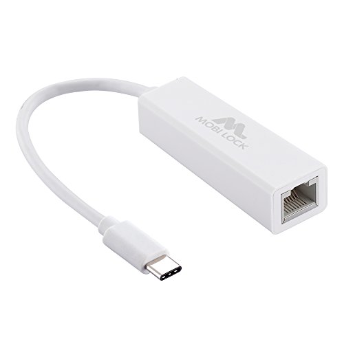 Mobi Lock USB-C (3.1) Ethernet LAN Netzwerkadapter Gigabit Kompatibel (Geeignet für Gigabit-Netzwerke 10/100/1000 MBit) - Kompatibel mit Apple MacBook (2016), Chromebook Pixel 2 und Allen Anderen USB-C (3.1) Unterstützte Laptops und Computer