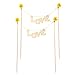 Produktbild BESTOYARD Holzkuchen Banner Topper Hochzeit Geburtstag Party Kuchen (gelbe Blumen)