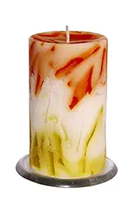 Pure Indian Candle Handpourd Sandalwood Amber Scented Rustic Pillar Candle PIC2019TRTN016 (Burn Time 50 hrs.)