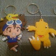 Digimon Tai Agumon Bundle Keychains Anime 2x Keyring Keychain Double Sided PVC Anime Premium
