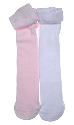 2 pairs of Plain White & Pink Baby Tights