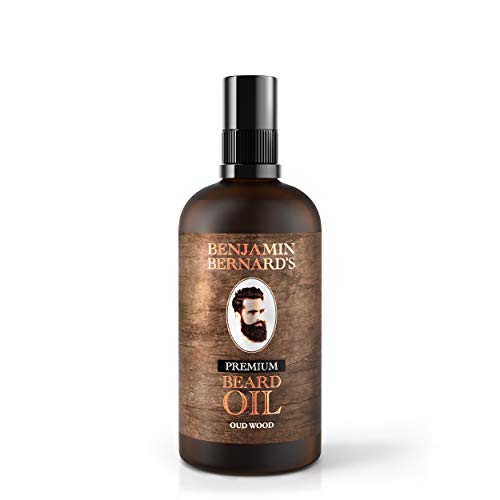 Premium Bartöl von Benjamin Bernard - Bartpflege für Männer - Mit ätherischen Ölen, Vitamin E - Natürliche Feuchtigkeit - Serum & Conditioner für Bart-Styling - Oud Wood - 100 ml