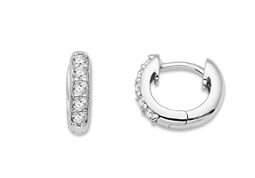 Miore Damen-Creolen 925 Sterling Silber Cubic Zirkonia 925 Silber rhodiniert wei Rundschliff