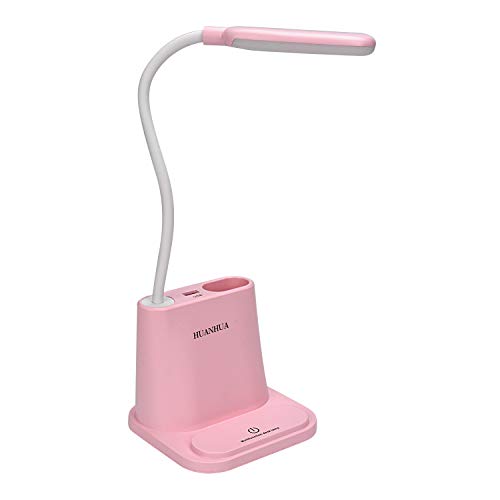 Preisvergleich Produktbild HUANHUA Kinder Schreibtischlampe LED Flexible Schwanenhals Nachttischlampe 3 Helligkeitsstufen USB-Anschluss Tischleucht Tischlampe für Wohnzimmer Schlafzimmer Büro