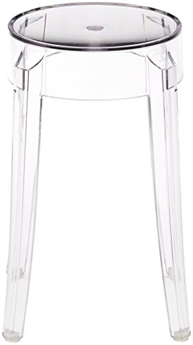Kartell Charles Ghost Stool designed by Philippe Starck, 46cm High, Crystal Clear