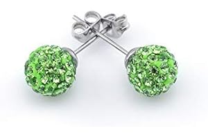 Vault 101 Limited SHAMBALLA Style Czech Crystal Disco Clay Ball Ear Stud Earrings - 8mm (Pair of)