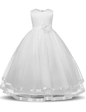 YMING Mädchen Kleider Armelos Brautjungfern Kleider Hochzeit Party Festliches Prinzessin Kleid,2-11 Jahre Alt