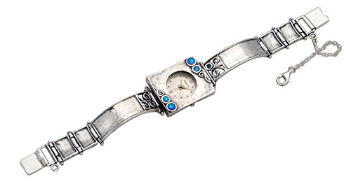 Plata 925 Shablool hembra reloj de plata de ley de ópalo redondo azul