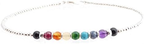 Chakra Anklet Sterling Silver Gemstone Balancing Healing Crystal Anklet 8.5 In