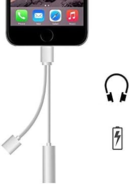 New Iphone 7 Audio Lightning Split Adapter - Available for IOS 10.3 and above - Music and Charge At The Same Time - 3.5 mm Audio Aux Jack Port Lightening Connection Syncronisations...